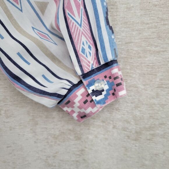 Blair Vintage Aztec Western Pastel Button Down Top Shirt Blouse Women's - Picture 4 of 10